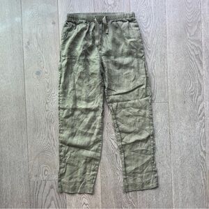 Quince Olive Green Linen Casual Pull-On Drawstring Pants Women’s Size XS